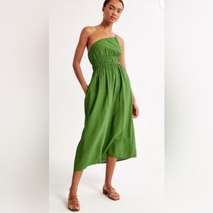 Abercrombie & Fitch One-Shoulder Green Midi Dress